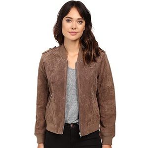 Blank NYC Womens Suede Bomber Jacket